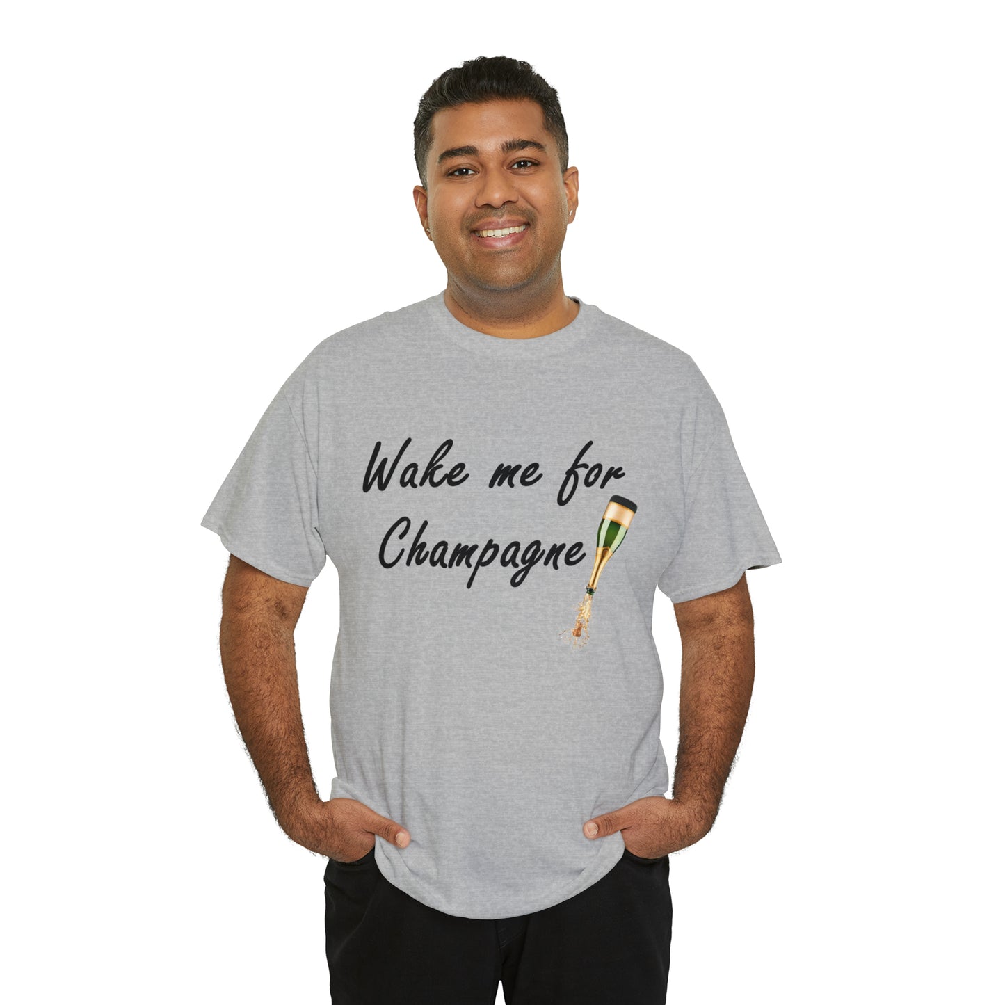 Wake Me For Champagne T-shirt as warn by LoaLaLuna - Unisex Heavy Cotton Tee