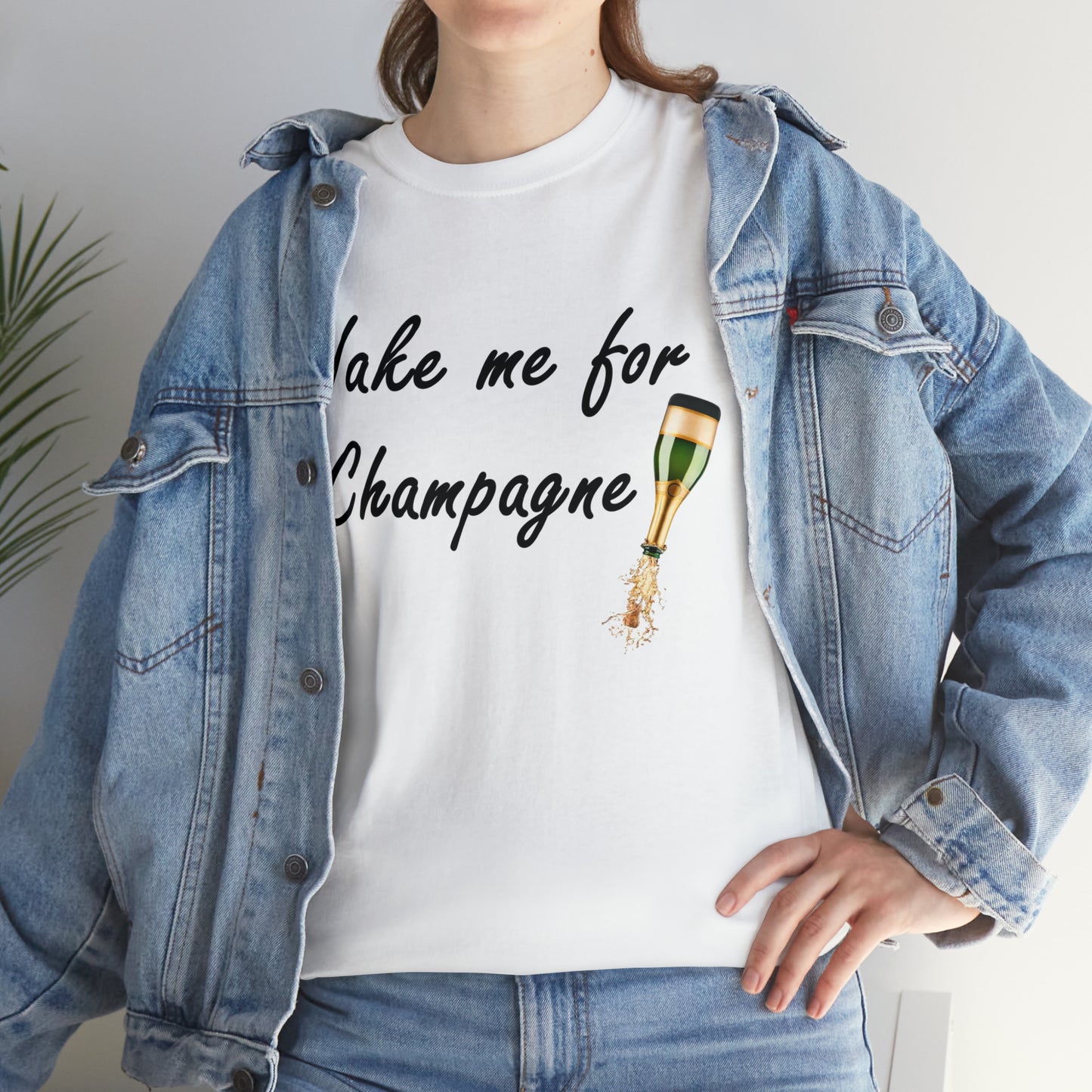 Wake Me For Champagne T-shirt as warn by LoaLaLuna - Unisex Heavy Cotton Tee