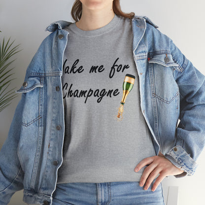 Wake Me For Champagne T-shirt as warn by LoaLaLuna - Unisex Heavy Cotton Tee