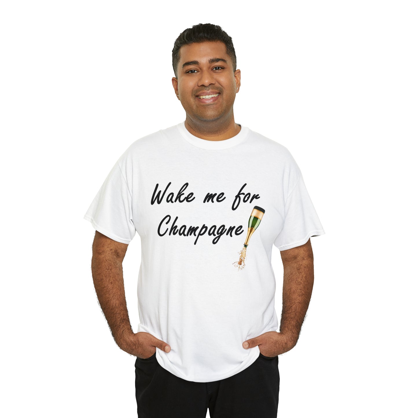 Wake Me For Champagne T-shirt as warn by LoaLaLuna - Unisex Heavy Cotton Tee