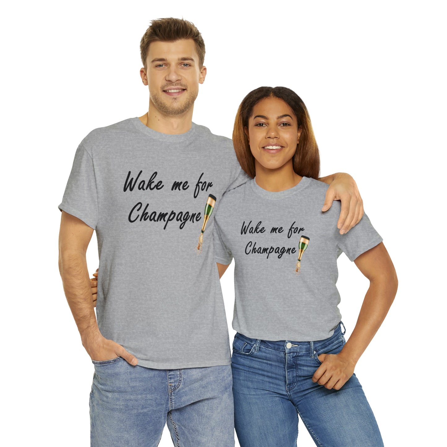 Wake Me For Champagne T-shirt as warn by LoaLaLuna - Unisex Heavy Cotton Tee